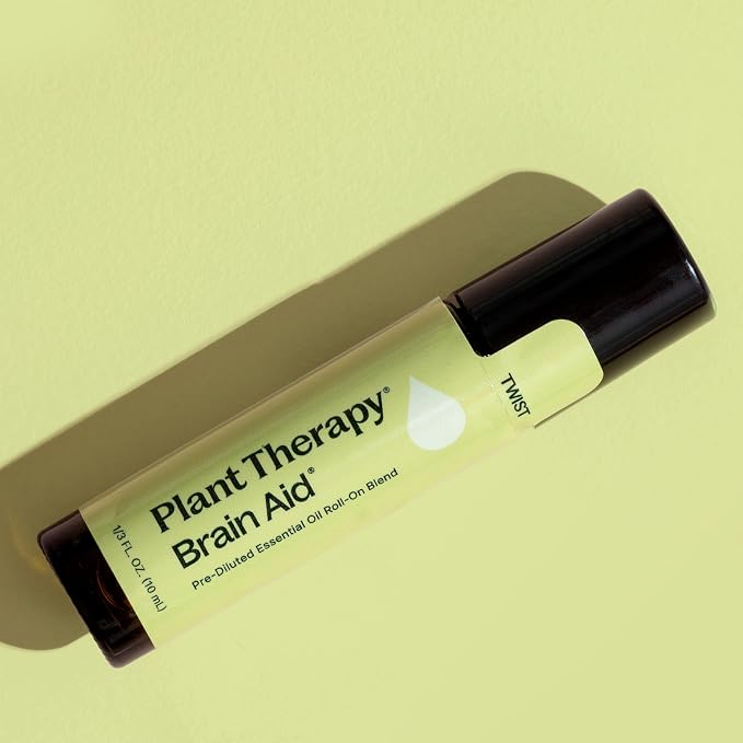Plant Therapy Brain Aid Essential Oil Blend Pre-Diluted 10 mL (1/3 oz), 100% Pure, Aromatherapy for Focus & Attention