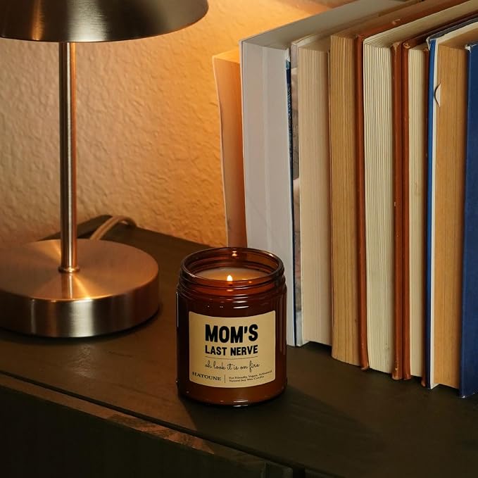 Lavender & Sage Scented Soy Candle, Mom's Last Nerve - Oh Look It is On Fire, Made in USA, Hand Crafted, 40-50 Hour Burn Time, 7.2 oz Amber Jar