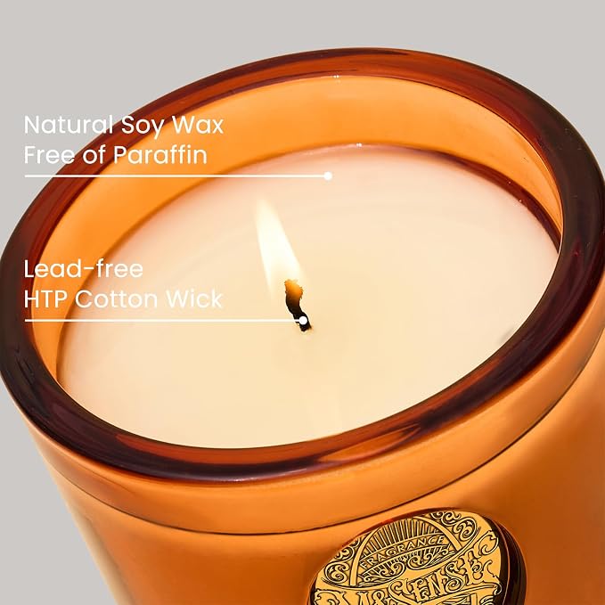 M&SENSE Orange Goji Scented Candle | Orange Candle for Home Scented, Gift for Women | 9.2 oz Soy Wax Candle Set for Relaxation, Gifting