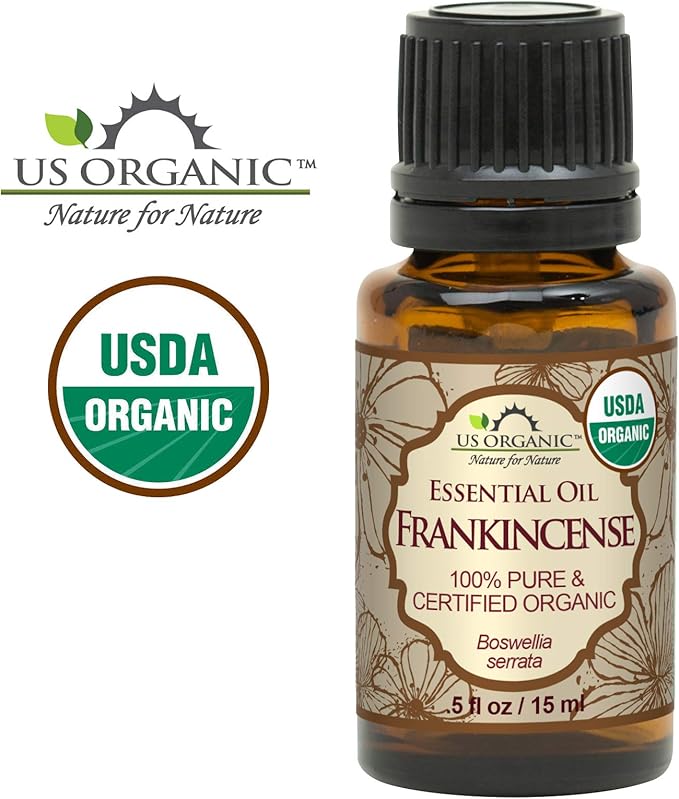 US Organic 100% Pure Frankincense Essential Oil, USDA Certified Organic, Steam Distilled, Boswellia serrata, Sourced from India, Topically or in Diffuser, Perfect for Aging Skin, All skin type (15 ml)