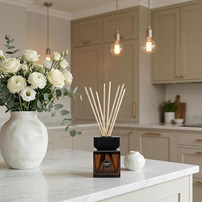 Larn-Malee Reed Diffuser Set by IMJITT, Secrets of SIAM Collection, Luxury Room Diffuser with Tuberose and Sandalwood, Authentic Thai Botanicals for Home Office Decor and Elegant Ambiance