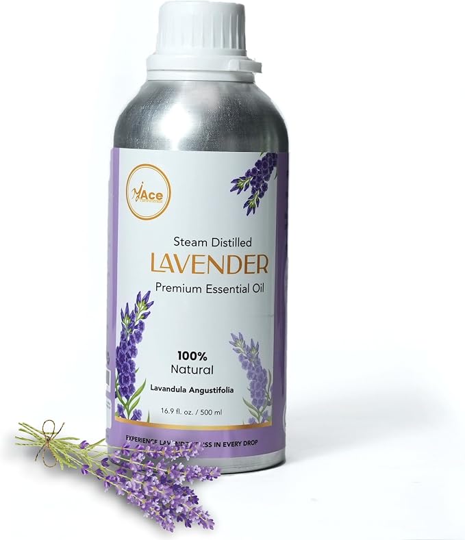 My ACE Lavender Essential Oil 16 Fl Oz - 100% Pure & Natural - Premium Grade for Aromatherapy, Diffuser, Skin, Hair, Massage, Candle, Soap Making, Home - Glass Bottle with Dropper - Long Lasting Scent