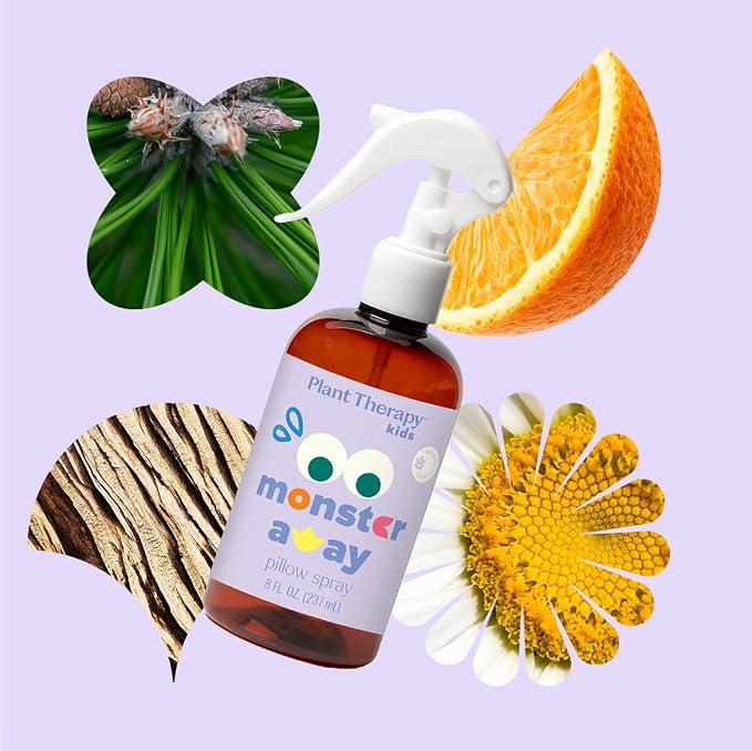 Plant Therapy Kids All Natural Monster Away Pillow and Linen Spray, Powered by Essential Oils, Aromatherapy Spray, 8 oz
