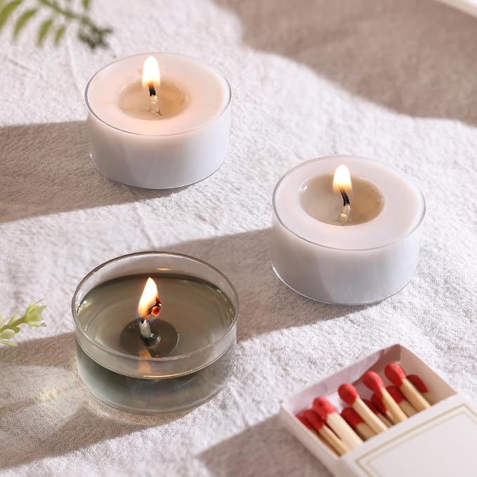 Scented Tea Lights Candles, Jasmine Veil, 16 Pack – Elegant Gray Scented Tealight Candles– 100% Palm Wax – 6 Hour Burn Time Aromatherapy Tea Light Votive Candle for Bedroom, Bath, Spa, Gift
