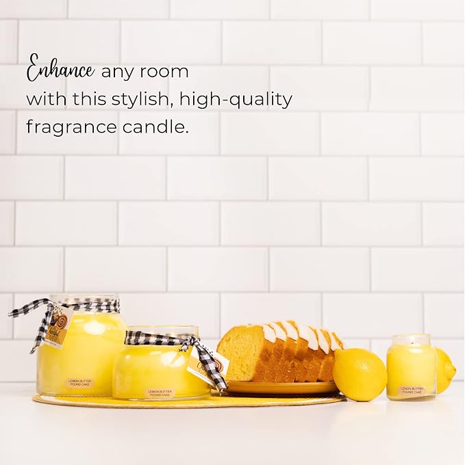 A Cheerful Giver — Lemon Butter Pound Cake - 34oz Papa Scented Candle Jar with Lid - Keepers of the Light - 155 Hours of Burn Time, Gift for Women, Yellow