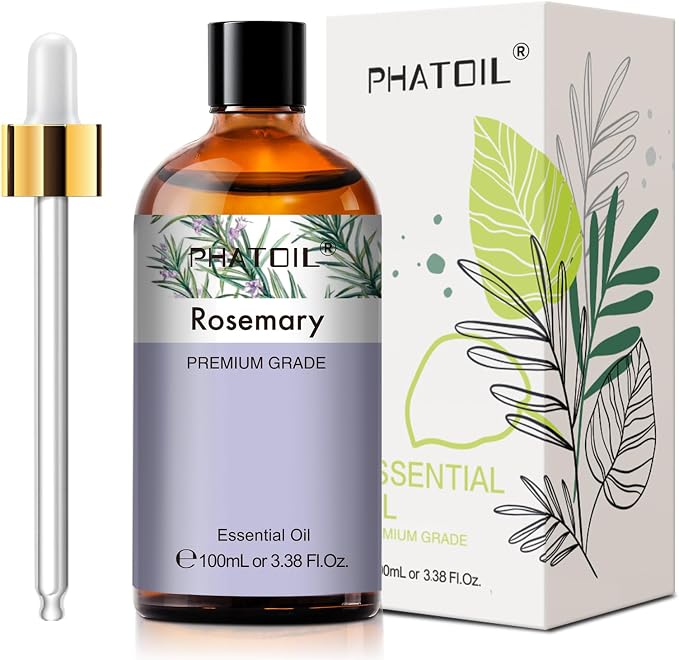 PHATOIL 3.38FL.OZ Rosemary Essential Oil, for Aromatherapy Diffusers, Humidifiers, Great for DIY Candle and Soap Making, Huge 100ML Bottle