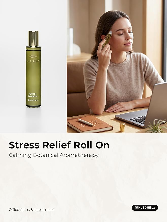 Wood Element Essential Oil Roll-On- 15ml, Stress Relief Woody Aromatherapy Roller, Botanical Blend with Pine, Lavender & Sandalwood, Forest-Like Aroma