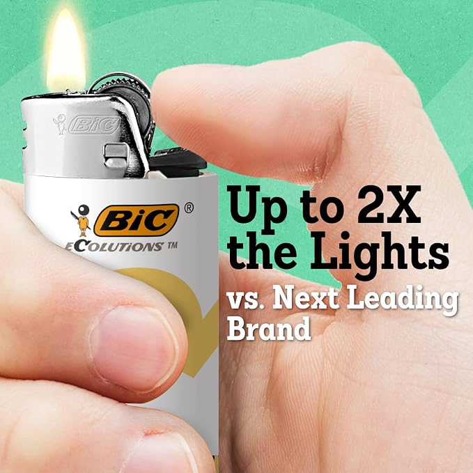 BIC Ecolutions Maxi Pocket Lighter, 6-Pack of Ecofriendly Candle Lighters, 100% Recycled Packaging and 55% Recycled Metal, 30% Carbon Offset