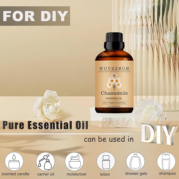 Chamomile Essential Oil -, 60ML Pure and Natural for Aromatherapy Diffuser - 2 Fl Oz