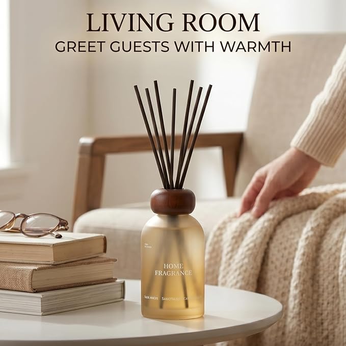 Reed Diffuser Set for Home 8.45 oz Scented Oil Diffuser with 6 Fiber Sticks, Smell Good Long Lasting Fragrance for Bathroom, Living Room, Office and Aromatherapy Gift (Citrus)