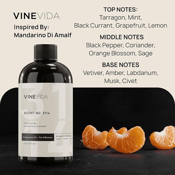 VINEVIDA [16 Oz] Inspired by: Mandarino di Amalfi; Diffuser Oil Refill | Premium Scent Diffuser Oil for Home | Non-Toxic Fragrance