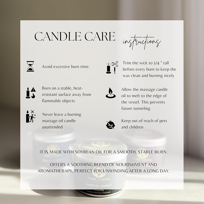 Muscle Relaxing Massage Oil Candle - Scented Massage Oil Candles for Relaxation and Home Spa (160 Grams or 6 oz.) - with Grapefruit, Rosemary, Black Pepper - by PURE EARTH essentials