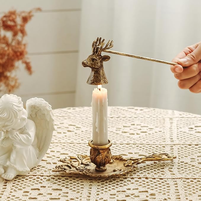 NIKKY HOME Candle Snuffer, Deer Decorative Candle Extinguisher Candlesnuffer with Long Handle Candle Snuffers Wick Snuffer Candle Accessory Vintage Candle Accessories Gift