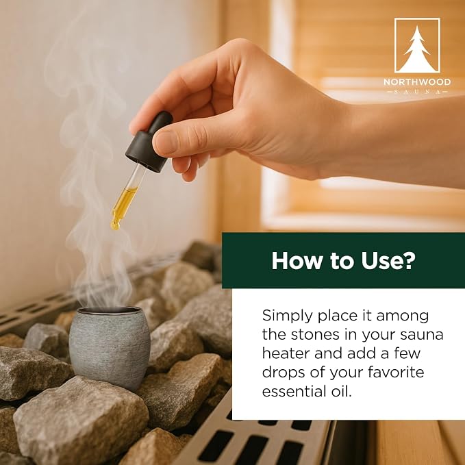 Northwood Sauna - Sauna Aromatherapy Stone Cup - Essential Oil Diffuser - Natural Rock with Stainless Steel Bowl (XL Size)