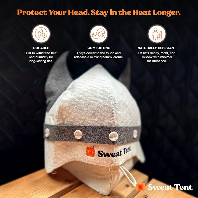 SweatTent Wool Sauna Hat Wool, Heat Protection, Breathable, Comfortable Fit, Sauna Accessory for High Heat, Keeps Head Cool & Dry