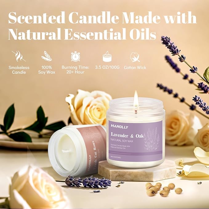 12 Pack Candles for Home Scented, Aromatherapy Candles Gifts Set for Women, Lavender, Vanilla, Rose Candle, 42OZ Natural Soy Wax Long Lasting Jar Candle, Birthday Mothers Day Present