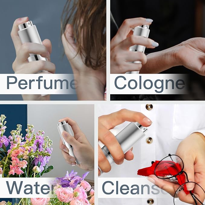 Cologne Travel Bottle 20ml - Large Size Perfume Atomizer Refillable for Men - Pocket Empty Fragrance Sprayer for Refill - 0.67oz Portable Twist Spray Sample Container for Purse Blue & Silver