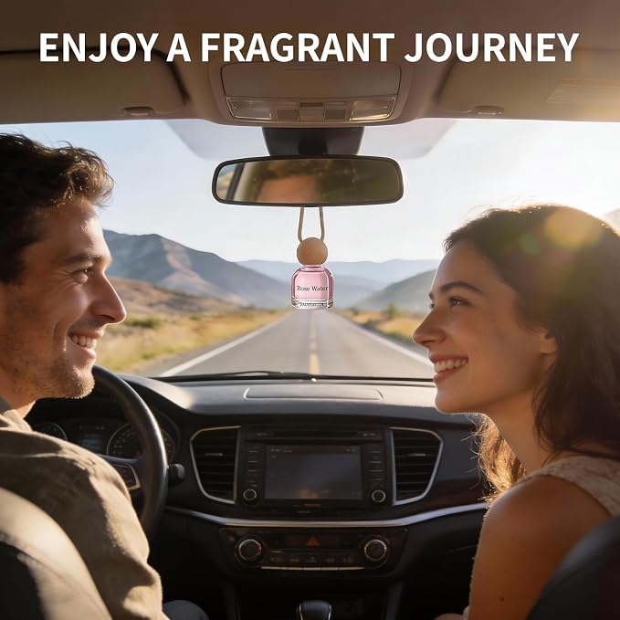 Car Air Freshener Diffuser 2 Pack Hanging Air Freshener Diffuser - Rosa Scent Car Fresheners 120 days Long Lasting Vent Clip 0.34 oz Each Automotive Air Fresheners Gifts for Women Birthday
