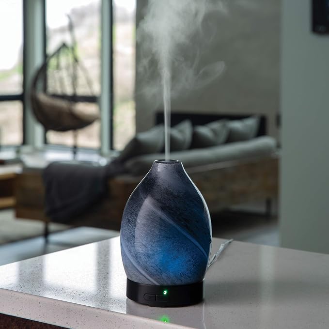 Airome Obsidian Medium Essential Oil Diffuser|100 mL Humidifying Ultrasonic Aromatherapy Diffuser 8 Colorful LED Lights, Intermittent & Continual Mist, Auto Shut-Off