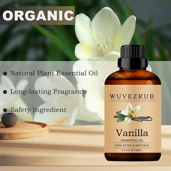 Vanilla Essential Oils, 120ML Pure and Natural Essential Oil for Aromatherapy Diffuser - Vanilla /4 Fl Oz