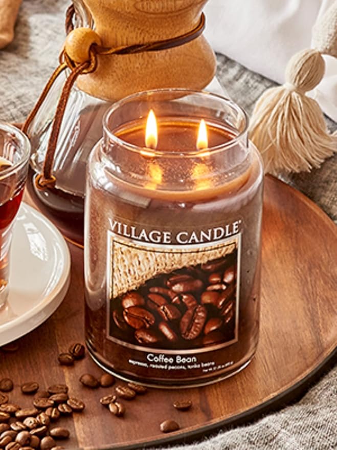 Village Candle Coffee Bean Glass Jar Scented Candle, Large, 21.25 oz, Brown (Pack of 6)