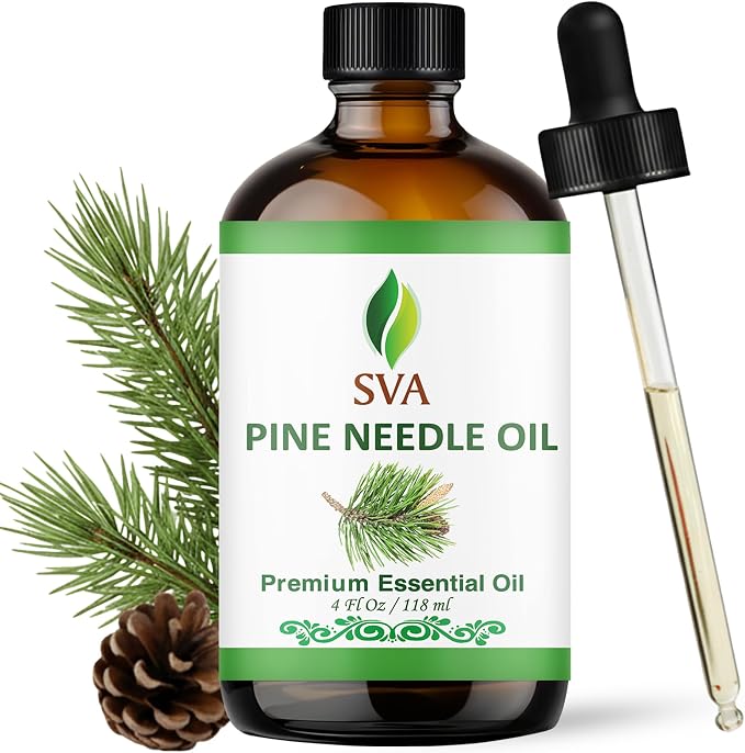 SVA Pine Needle Essential Oil 4 Fl Oz – for Diffuser, Skin & Hair Care – Ideal for Massage & DIY Blends – with Dropper