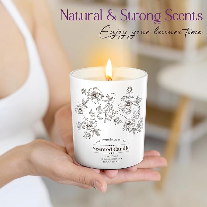 Deluxe Scented Candle for Women & Men, Lavender Soy Wax Candle, 9.2 Oz Jar Candle for Home, Scented-80 Hour Long Lasting Burning, Suitable Present for Thanksgiving, Christmas & Birthday