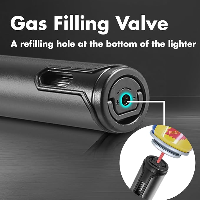 5 Pack Butane Torch Lighter, Urgrette 6-inch Refillable Pen Lighter Pencil Torch Lighter Adjustable Jet Flame Butane Lighter for Grill BBQ Candle Camping (Gas Not Included)