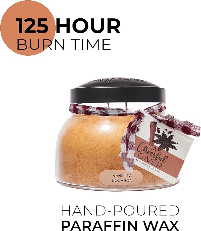A Cheerful Giver - Vanilla Bourbon - 22oz Mama Scented Candle Jar with Lid - Keepers of the Light - 125 Hours of Burn Time, Gift Candle, Brown