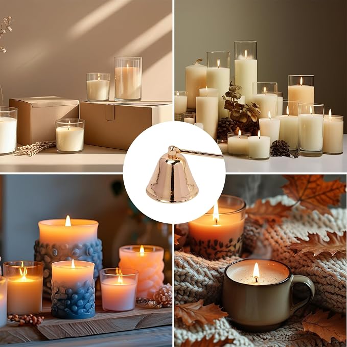 6 Pack Golden Candle Snuffer Vintage, Premium Stainless Steel Wick Flame Extinguisher, 8.3 Inch Wick snuffer with Long Handle, Elegant Design for Candles, Candle Accessory for Candle Lovers