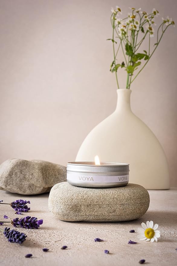 VOYA Lavender, Rose & Camomile Mini Scented Candle, 5cl