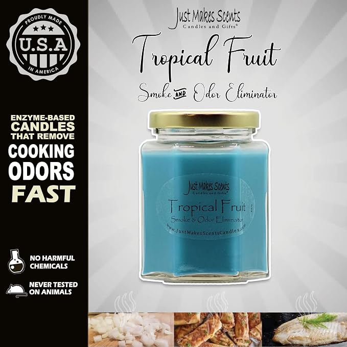 3 Pack - Tropical Fruit Scented Smoke and Odor Neutralizing Candle - Hand Poured in The USA by Just Makes Scents