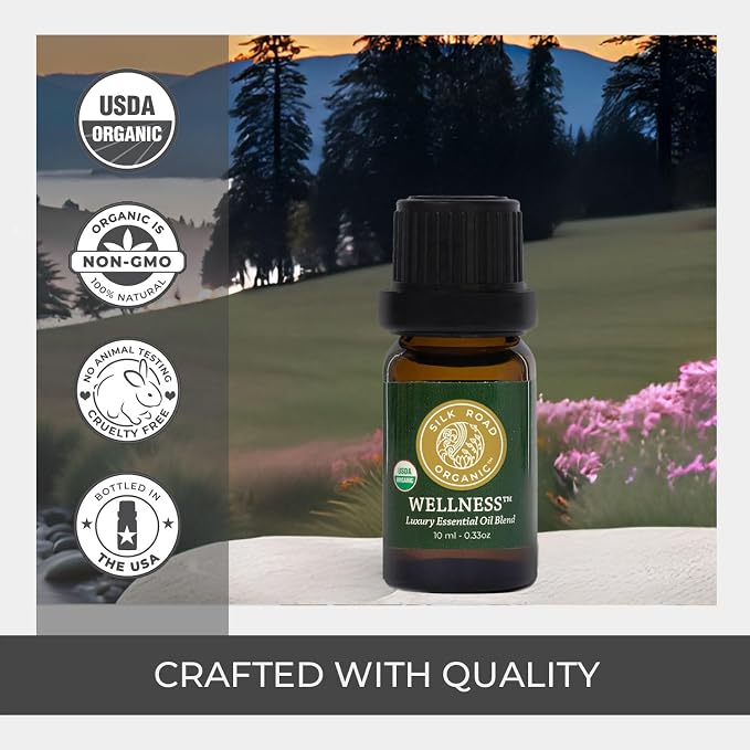 Silk Road Organic Wellness Essential Oil Vitality Blend for Overall Health, Immunity, Balance, Achy Joints & Muscles – USDA Certified Aromatherpy, Undiluted 10ml Dropper