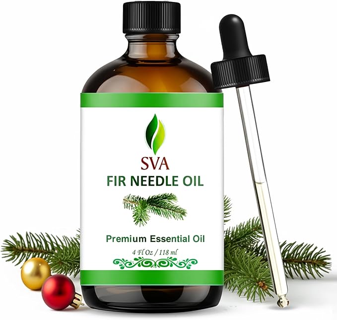 SVA Fir Needle Essential Oil – 4 Fl Oz – 100% Natural Fir Needle Oil - for Diffuser, Hair Care, Face, Skin Care, Aromatherapy, Scalp and Body Massage, Soap and Candle Making – with Dropper