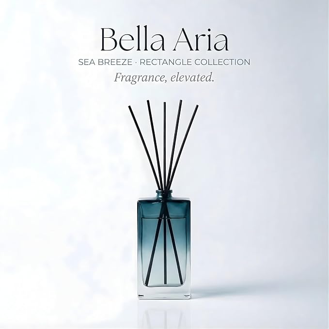Reed Diffuser for Home Fragrance – Summer Sea Breeze Scent 100ml with Reed Sticks, Long Lasting Flameless Diffuser for Bathroom, Bedroom & Living Room Decor, Giftable Glass Bottle