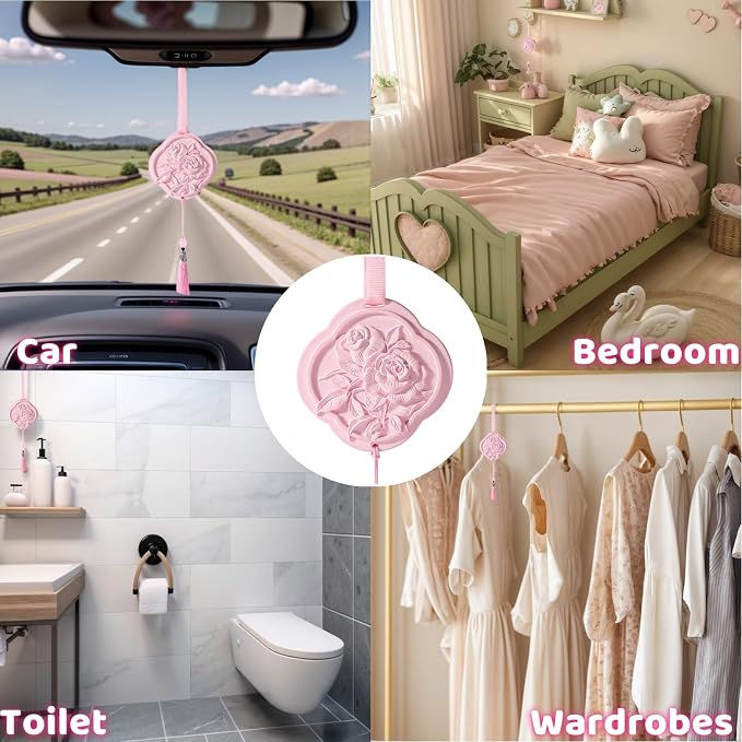 Ceramic Essential Oil Diffusers，Air Freshener，3Pcs Rose Flower Ceramic Aromatherapy Diffusers for Bedroom, Wardrobes， Toilet， Cars Etc.Visual and Olfactory Double Enjoyment（Sandalwood+Rose+Tea）