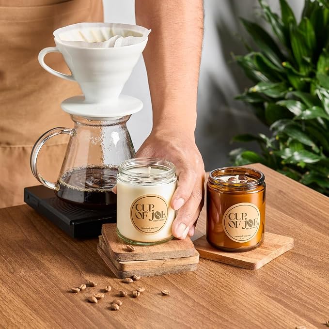 9 oz Coffee Scented Candle, Fresh Espresso Candle, Macchiato Coffee Candles, Large Jar Candles for Women, Gift for Men and Women, Clear Glass