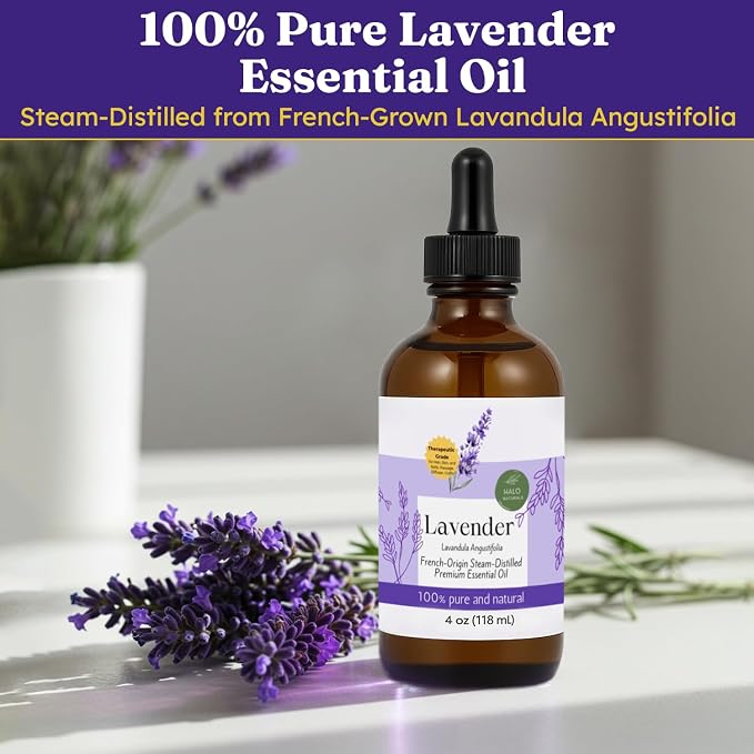Steam Distilled Lavender Essential Oil - Premium Hair Growth Oil for Scalp Stimulation & Refreshing Aroma - Essential Oil Supports Healthy Hair, Skin & Mental Clarity - 4oz