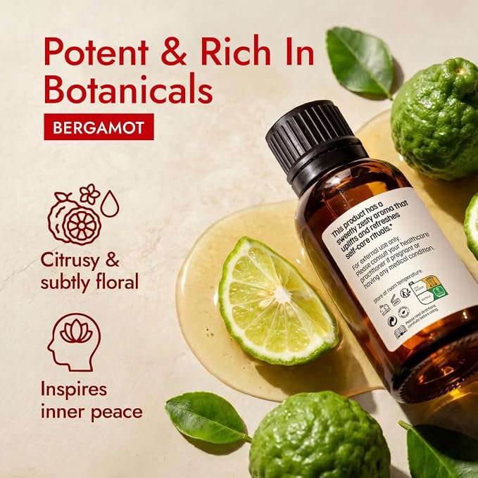 H'ana Bergamot Oil - 1.02 Fl Oz Bergamot Essential Oil for Hair, Skin, Diffuser, Aromatherapy & DIY