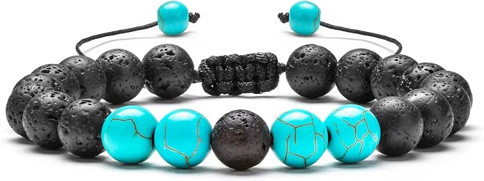 Men Women 8mm Lava Rock Aromatherapy Anxiety Essential Oil Diffuser Bracelet Braided Rope Natural Stone Yoga Gifts Beads Bracelet Bangle-21017