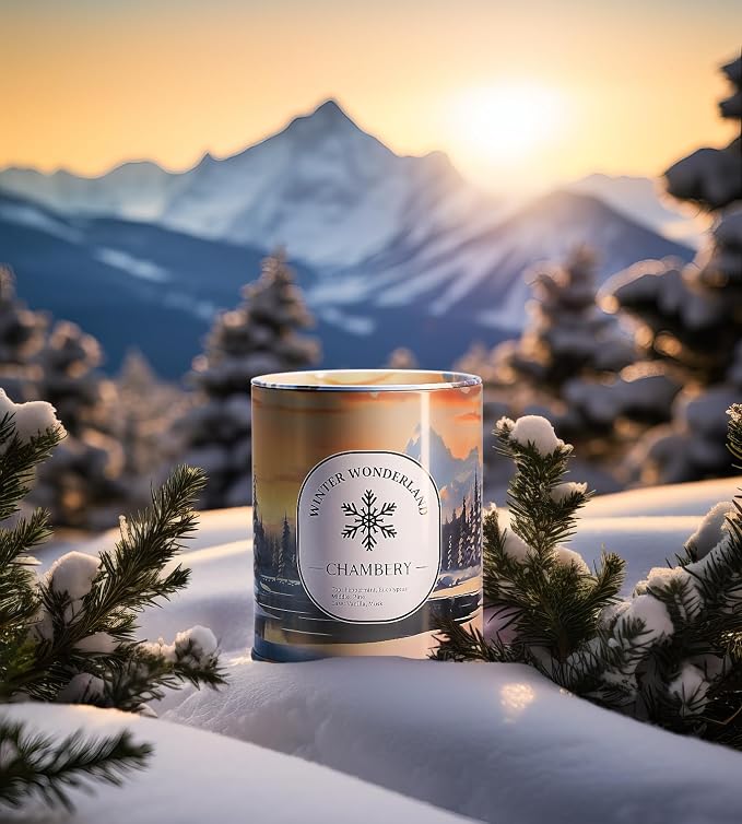 Winter Wonderland Candle | Inspired by The Rocky Mountains in Premium Tin | Soy Wax with Lead-Free Cotton Wick | 55-Hour Burn | Festive Fragrance for The Season