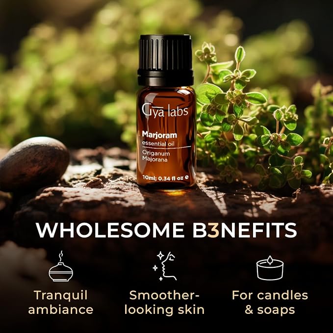 100% Pure Marjoram Essential Oil - 0.34 Fl Oz - Marjoram Oil for Hair, Skin, Diffuser, Aromatherapy & DIY Candle Making Scent