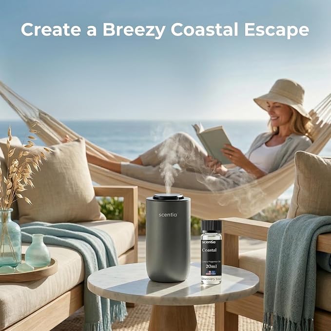 Scentia Coastal (Cabana) Aromatherapy Oil for Diffuser – Hotel Scent Inspired by 5-Star Spa – 20 mL – Jasmine, Bergamot & Sea Breeze Natural Fragrance Oil for Waterless & Cold Air Diffusers