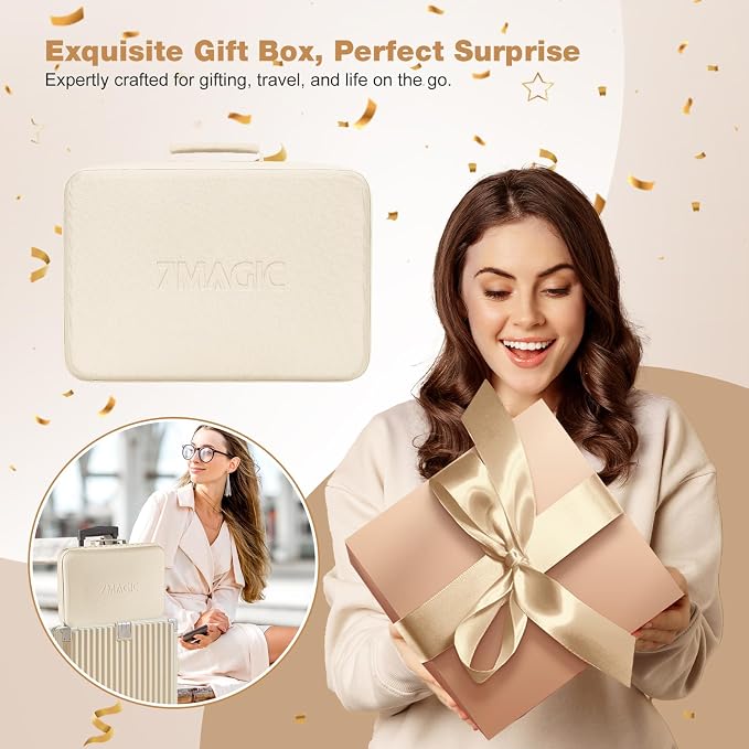 7MAGIC 7-in-1 Hot Air Styler, Hair Styler Dryer Brush with Auto-Wrap Curlers, High-Speed Hair Dryer for Fast Drying, Volumizing & Straightening, Travel Case Included, Champagne Gold