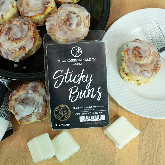 Milkhouse Candle Company Sticky Buns Soy Wax Melts - Cinnamon | Buttery Dough | Vanilla Sugar Scented - 5.5 oz, Hand-Poured, Made in the USA