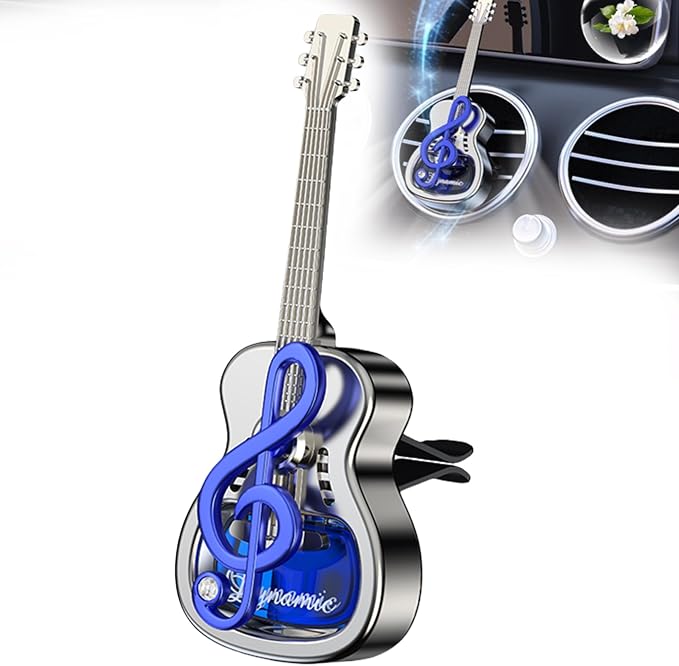Guitar Car Air Freshener Diffuser Vent Clip Perfume Mini Portable Diffuser Automobile Dashboard Decoration Automobile Air Conditioner Decoration(no perfume)(blue, medium,Without perfume)