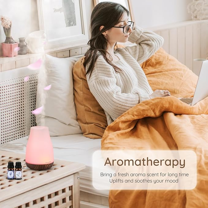 Aromatherapy Essential Oil Diffuser for Room: Air Humidifier Aroma Scent Cool Mist Diffusers Colorful Light Cute Mini Small Waterless Auto Off Ultrasonic for Home Bedroom