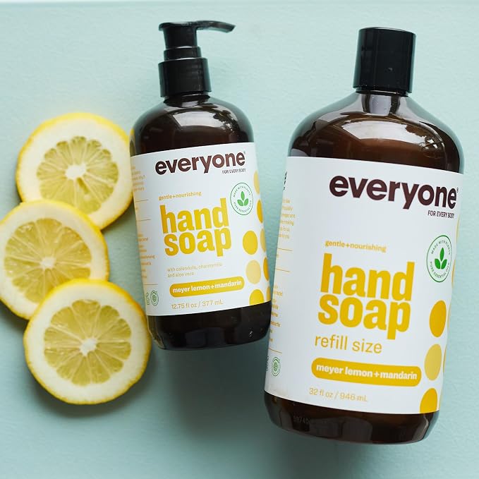 Everyone Liquid Hand Soap,12.75 Ounce,Meyer Lemon and Mandarin,Plant-Based Cleanser with Pure Essential Oils,(Pack of 6)