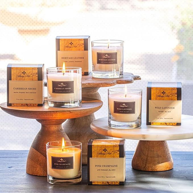 Rosy Rings Patricia Nash Candle | Long Lasting Fragrance Home Decor Gift Luxurious Aromatherapy Notes of Leather, Saffron, Sandalwood, Musk & Mimosa Bark 60 Hour Burn 7.5oz 3.5" H (Heritage Leather)