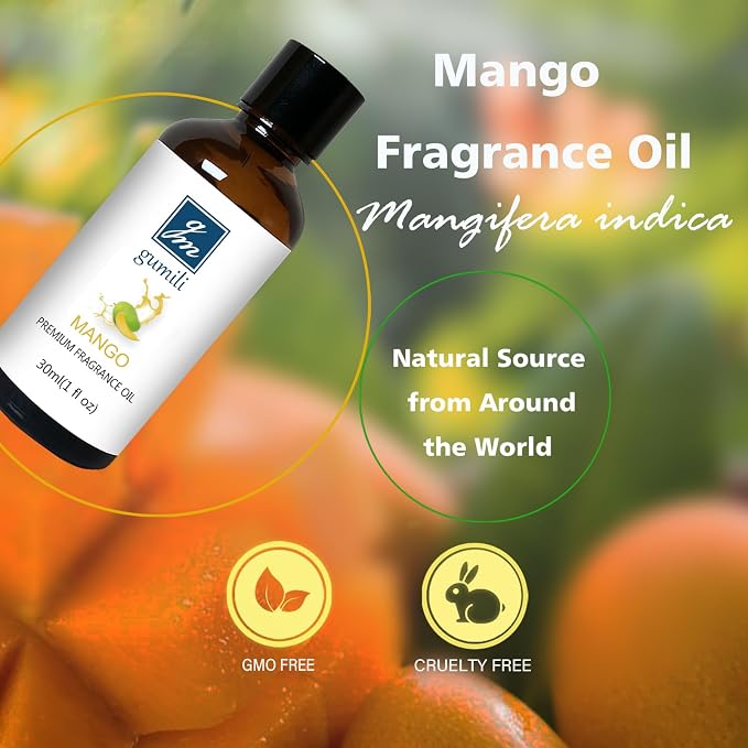 GM Gumili Mango Fragrance Oil, Perfume Oil, Home Scent Oils for Soaps, Candle Making, Dryer Balls, Diffusers, Laundry, Slime -1 oz /30ml